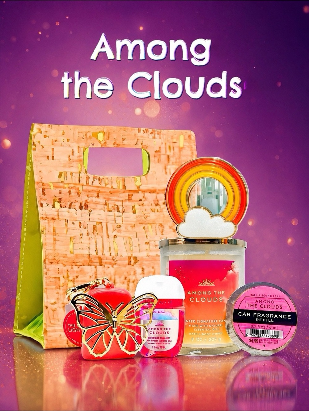 BBW Among the Clouds 6 Pc Gift Set Candle Light-Up Butterfly Rainbow